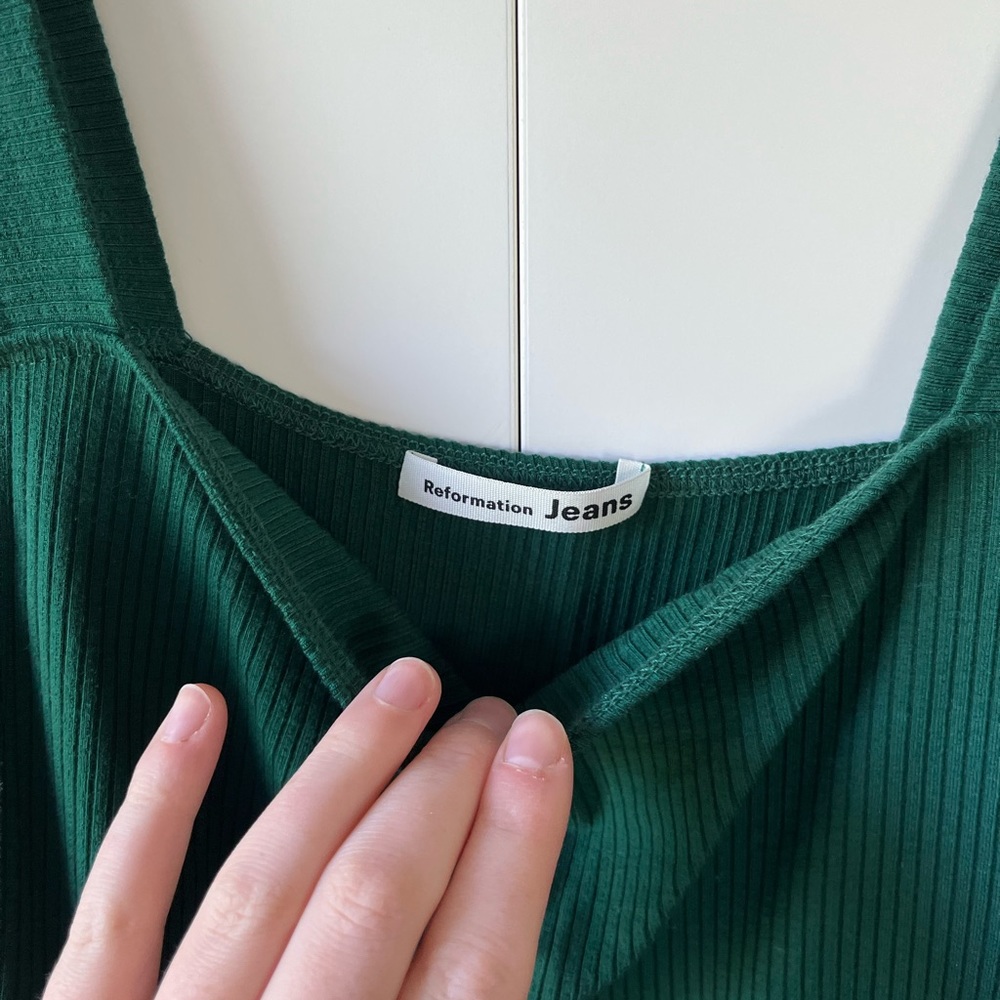 Reformation Green Ribbed Tank Top - Picture 7 of 8